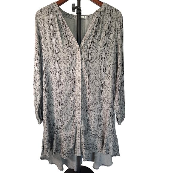 Gentle Fawn Dresses & Skirts - Gentle Fawn Hi-Low  Ruffle Hem Mini Tunic Dress Neutral Black & Grey Small